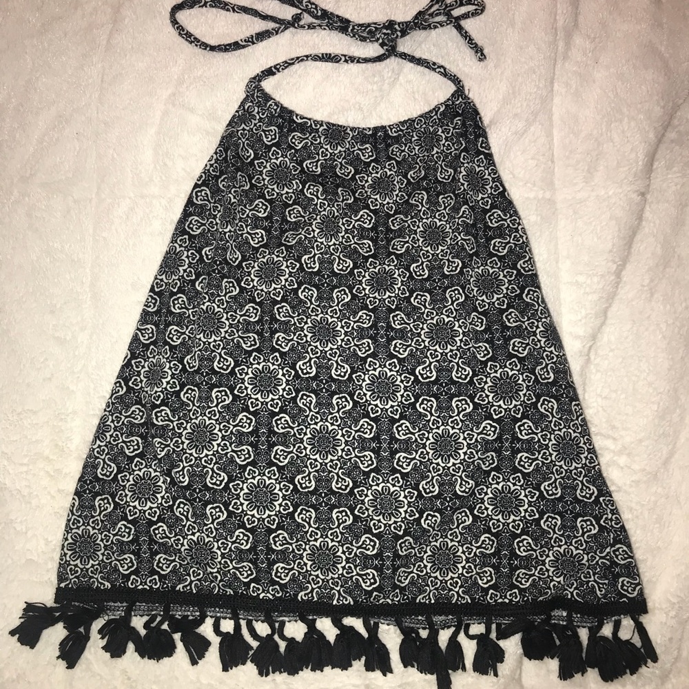 Black & White Halter Crop Top by LA Hearts